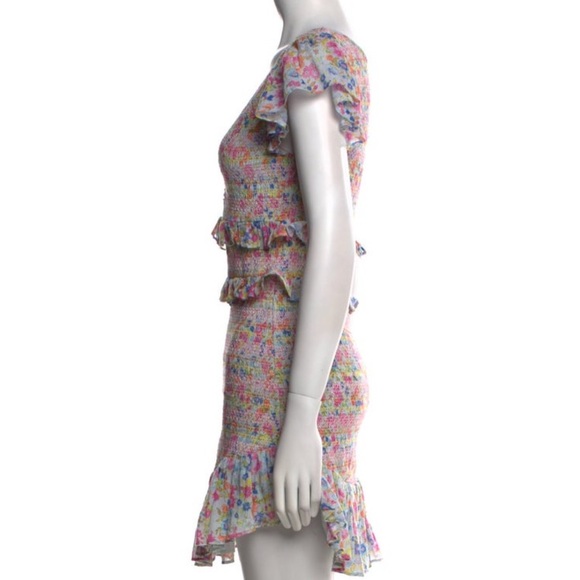 LoveShackFancy Floral Mini Dress Ruffle Cottagecore Pink Romantic Sundress - Picture 6 of 7